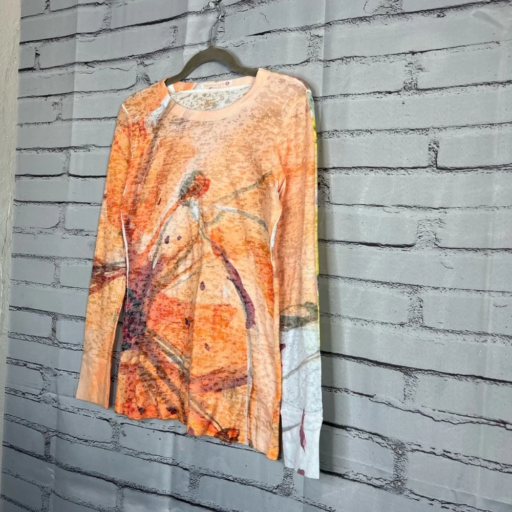 Before + Again Orange Red Graphic Long Sleeve Crew Shirt True to Size Women’s S - Picture 8 of 15